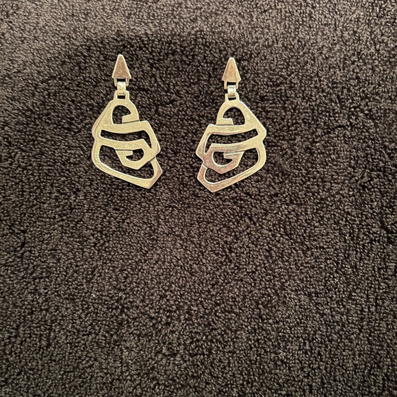 Erika Hult De Corral RIC Modernist Sculptural Sterling Silver Earrings Mexico - Picture 1 of 6